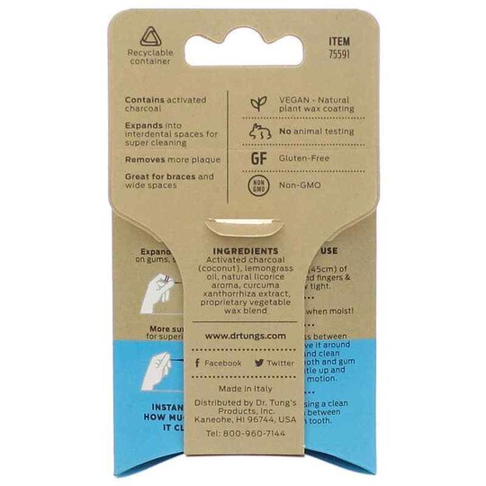 Activated Charcoal Floss Vegan, 30 Yards, DRT