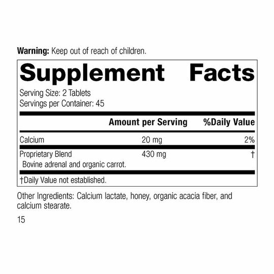 Adrenal Desiccated, 90 Tablets, SP