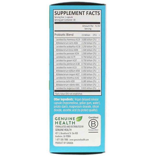 Advanced Gut Health Probiotic 15 Billion Daily Care, 30 Vegan Capsules, GNH