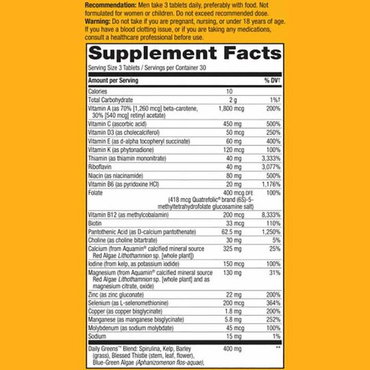 Alive Max3 Daily Men's Energizer Multi, 90 Tablets, NWA