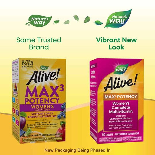 Alive Max3 Potency Womens Multivitamin, 90 Tablets, NWA