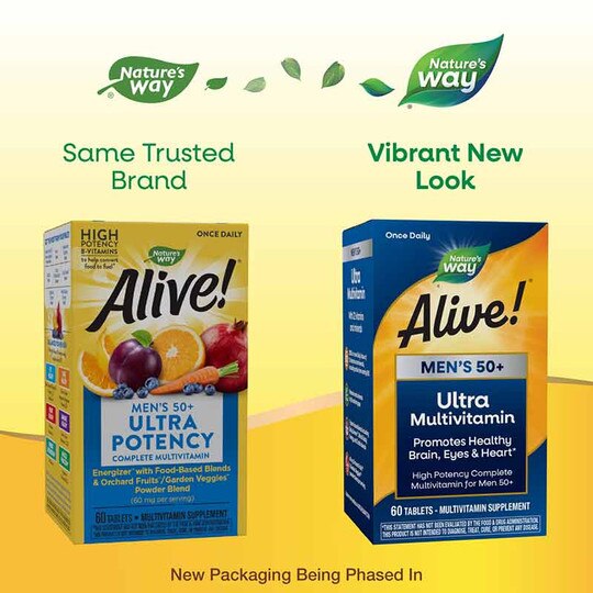Alive Once Daily Men's 50+ Ultra Potency Multi, 60 Tabl, NWA
