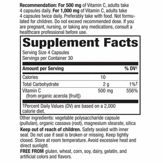 Alive Vitamin C Capsules, 120 Veg Capsules, NWA