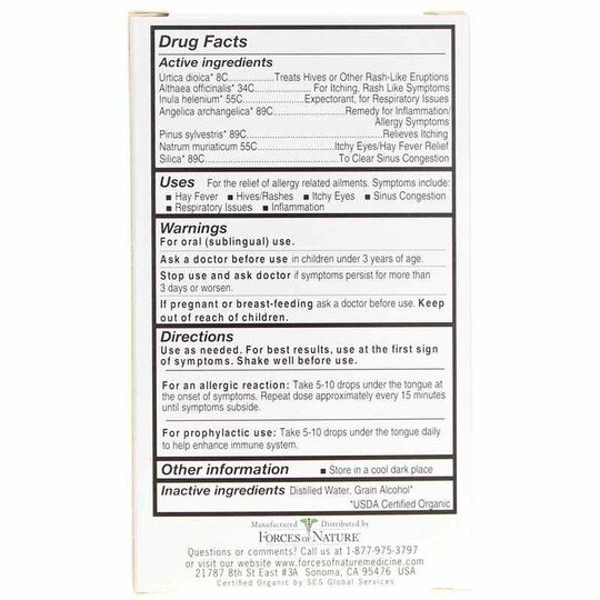 Allergy Organic Maximum Strength, .34 Oz, FON