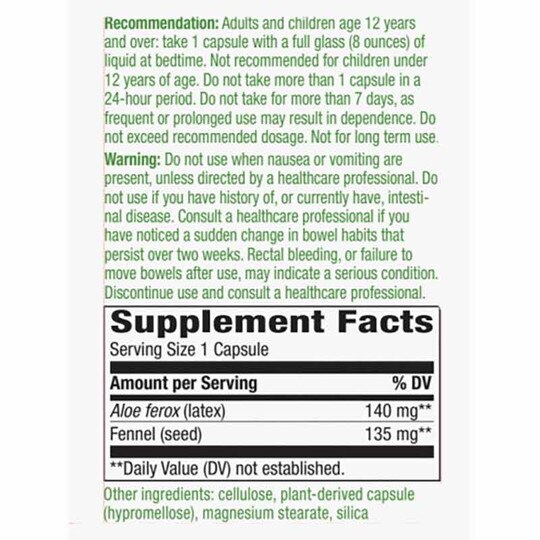 Aloe Latex with Fennel, 100 Veg Capsules, NWA