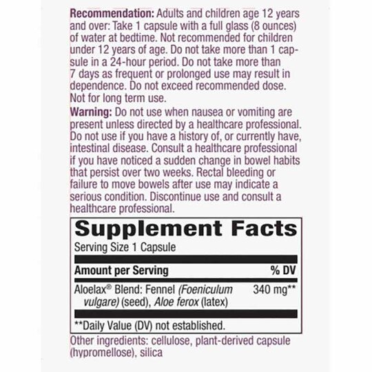 Aloelax with Fennel Seed, 100 Veg Capsules, NWA