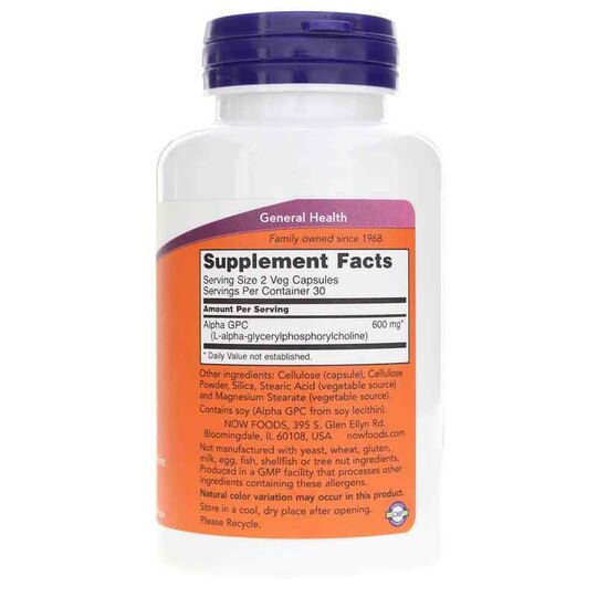 Alpha GPC 300 Mg, 60 Veg Capsules, NOW