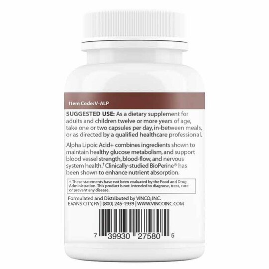 Alpha Lipoic Acid + 500 Mg, 60 Veg Capsules, VNC