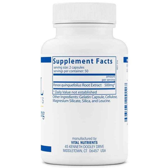 American Ginseng Extract 250 Mg, 100 Capsules, VTN