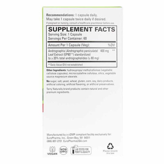 Andrographis EP80 Extra Strength, 60 Capsules, TNT