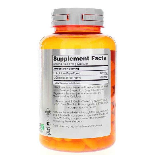 Arginine & Citrulline, 120 Veg Capsules, NOW