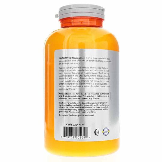 Arginine & Citrulline Powder, 12 Oz, NOW