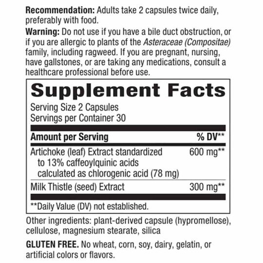 Artichoke Standardized, 60 Veg Capsules, NWA
