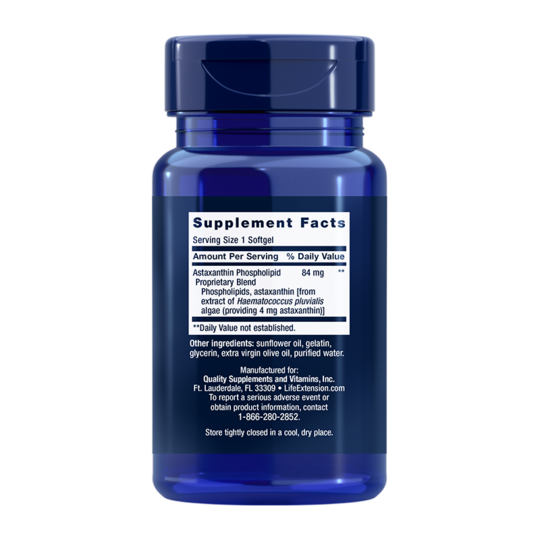 Astaxanthin 4 Mg with Phospholipids, 30 Softgels, LFE