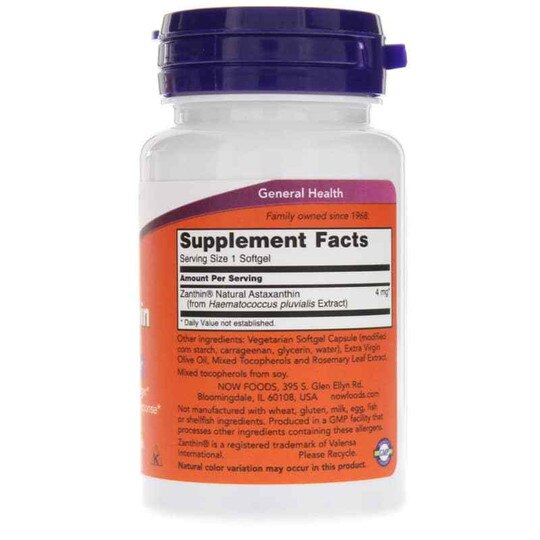 Astaxanthin 4 Mg Vegetarian, 60 Veg Softgels, NOW