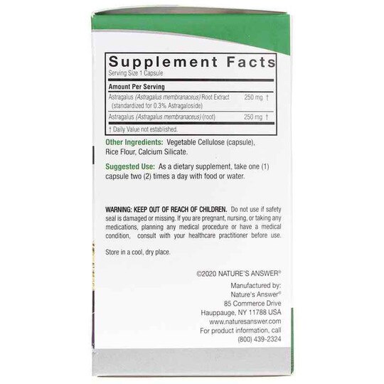 Astragalus Root Standardized, 60 Veg Capsules, NAN