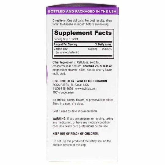 B-12 Dots 500 Mcg, 250 Tablets, TWL