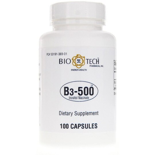 B3-500 Niacin, 100 Capsules, BTP