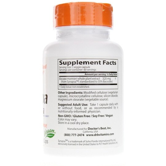 Bacopa with Synapsa 320 Mg, 60 Veg Capsules, DRB