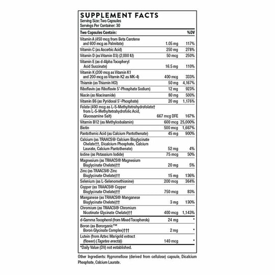 Basic Nutrients 2/Day non NSF CERTIFIED, 60 Veg Capsules, THR