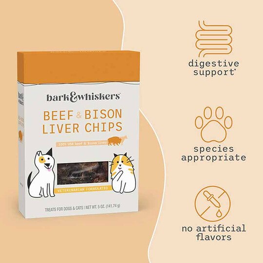 Beef & Bison Liver Chips for Dogs & Cats, 5 Oz, DRM