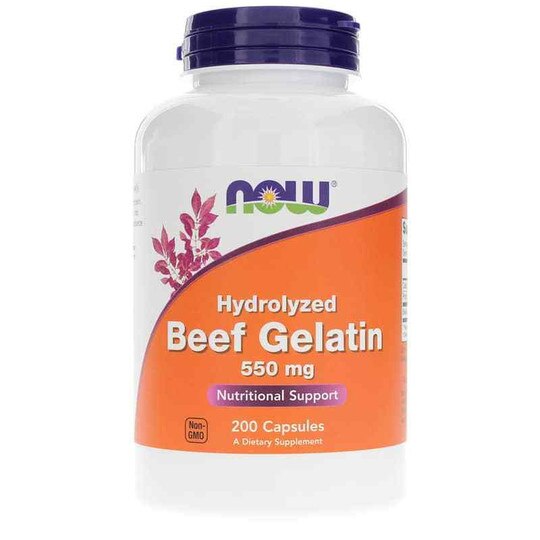 Beef Gelatin 550 Mg, 200 Capsules, NOW