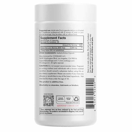 Beef Liver, 180 Capsules, CDE