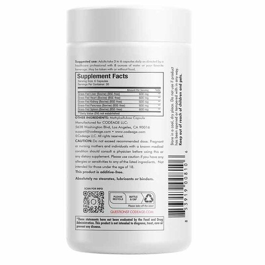 Beef Organs, 180 Capsules, CDE