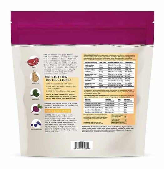 Beef & Veggie Entrée Dehydrated Dog Food, 3 Lbs, BW