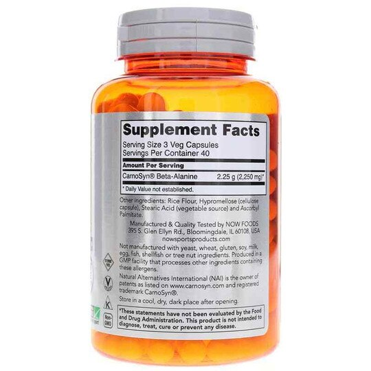 Beta-Alanine 750 Mg, 120 Veg Capsules, NOW