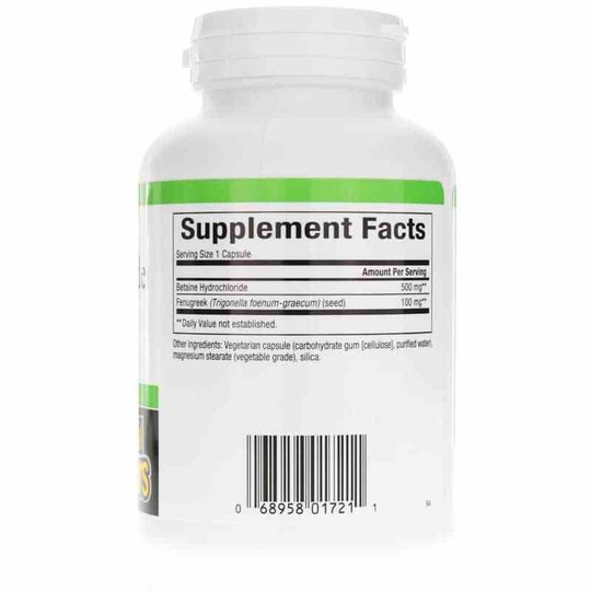 Betaine Hydrochloride 500 Mg with Fenugreek, 180 Veg Cap, NF