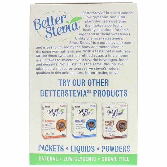 Better Stevia Organic Sweetener Packets, 75 Packets, NOW