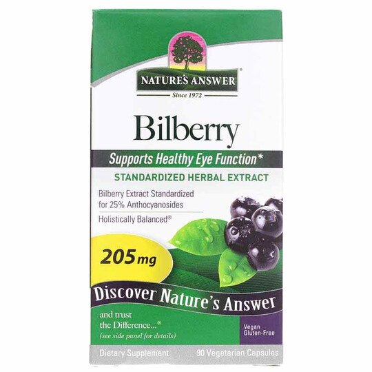Bilberry Standardized, 90 Veg Capsules, NAN