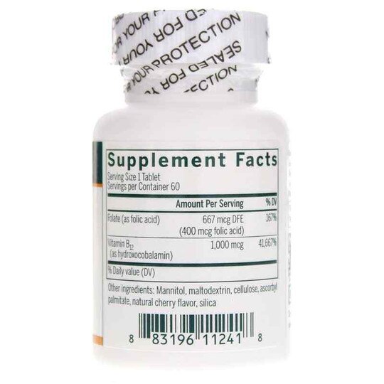 Bio B12 + Folic Acid Cherry Flavor, 60 Chewable Tablets, GEN