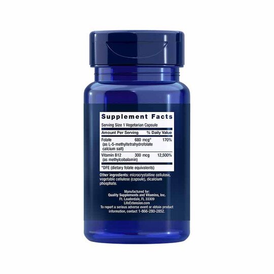 BioActive Folate & Vitamin B12, 90 Veg Capsules, LFE