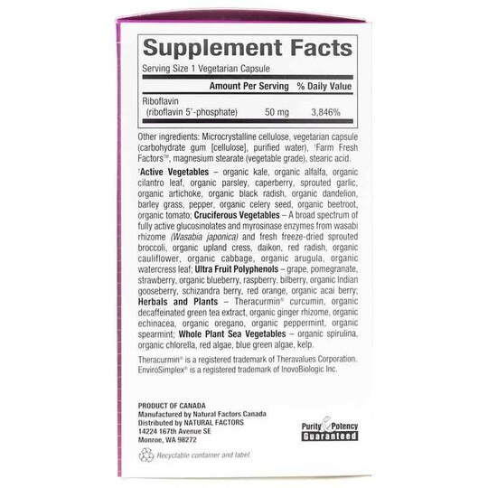 BioCoenzymated Riboflavin 5' Phosphate 50 Mg, 30 Veg Cap, NF