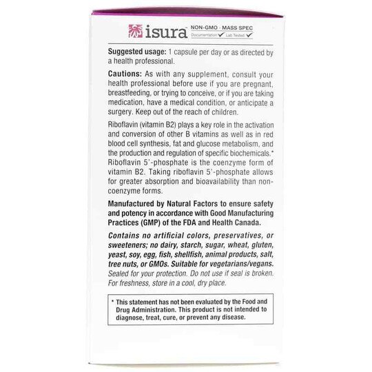 BioCoenzymated Riboflavin 5' Phosphate 50 Mg, 30 Veg Cap, NF