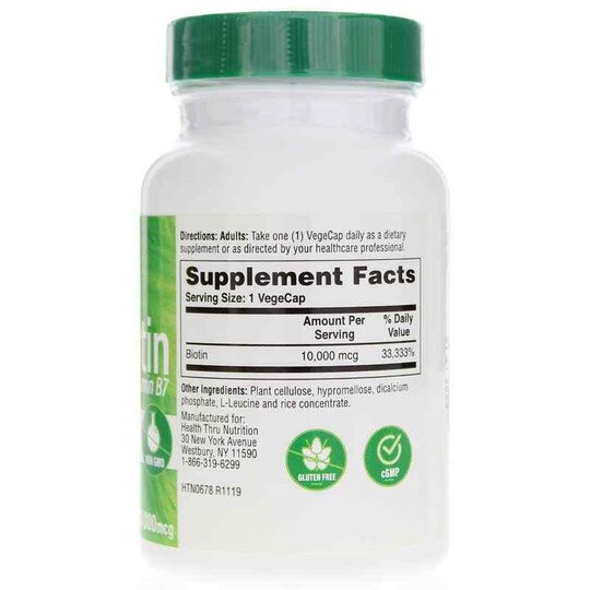 Biotin 10,000 Mcg, 100 Veg Capsules, HTN