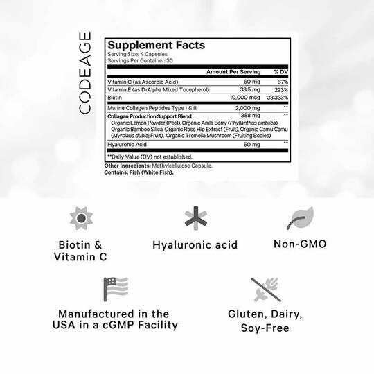 Biotin Marine Collagen, 120 Capsules, CDE