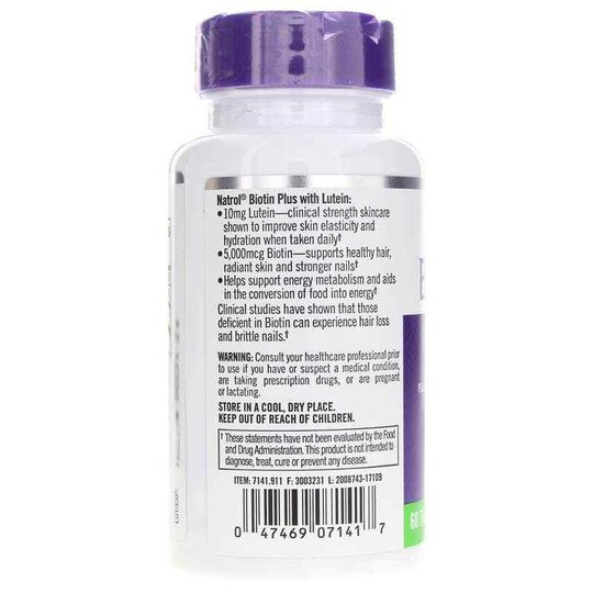 Biotin Plus Lutein 5,000 Mcg Extra Strength, 60 Tablets, NTR