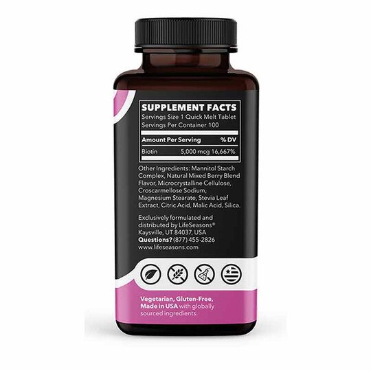 Biotin Quick Melts Mixed Berry, 100 Tablets, LSE