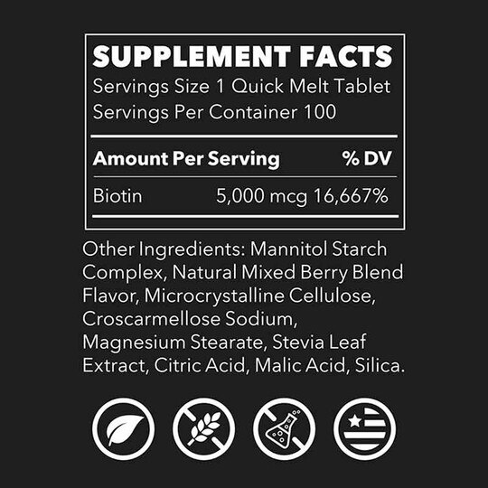 Biotin Quick Melts Mixed Berry, 100 Tablets, LSE