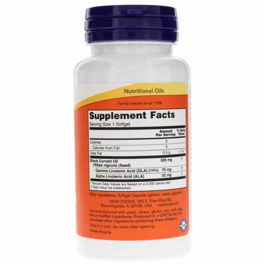 Black Currant Oil 500 Mg, 100 Softgels, NOW
