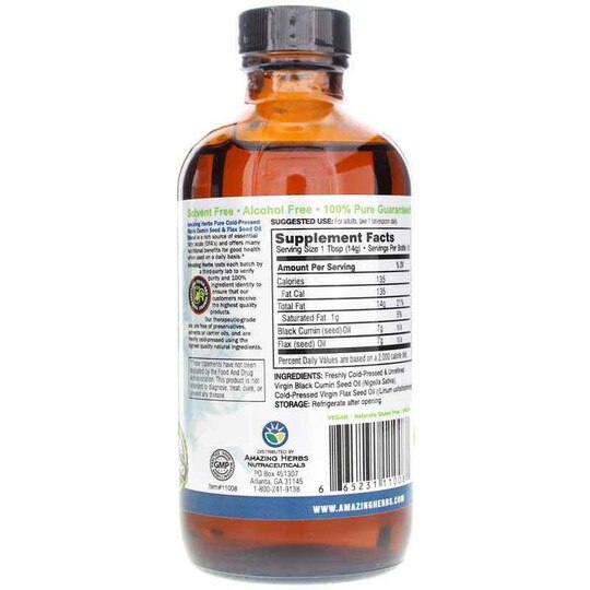Black Seed Flax Seed Oil Blend, 8 Oz, AZH