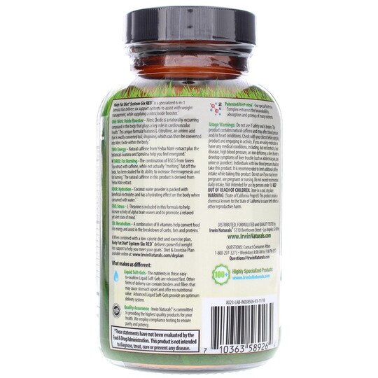 Body Fat Diet System-Six RED, 72 Liquid Softgels, IRN