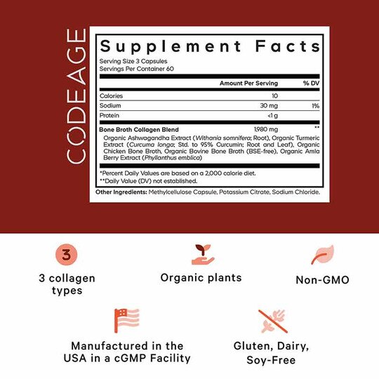 Bone Broth Collagen, 180 Capsules, CDE