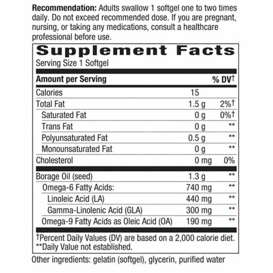 Borage Oil 1300 Mg, 60 Softgels, NWA