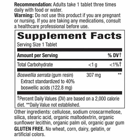 Boswellia Standardized, 60 Tablets, NWA