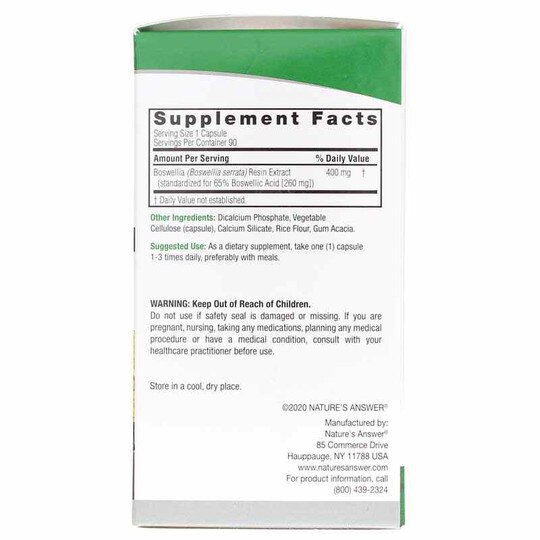 Boswellia Standardized Extract, 90 Veg Capsules, NAN