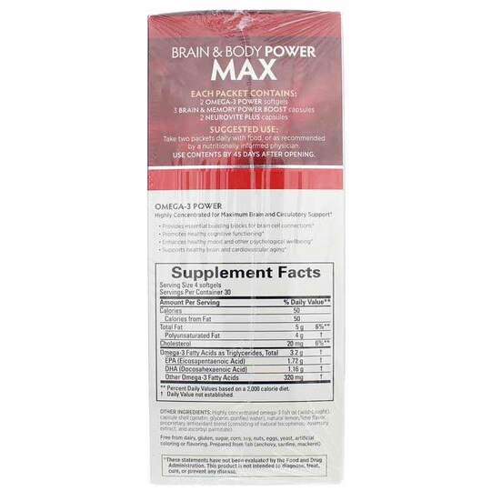 Brain & Body Power Max, 60 Packets, BMD